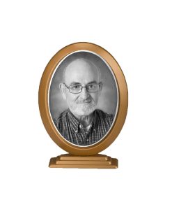 Κορνίζα Μνήματος από Αλουμίνιο Οβάλ Ματ Μπρονζέ με βάση