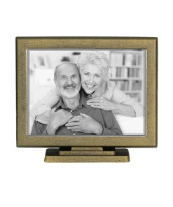 Κορνίζα Μνήματος από Αλουμίνιο Παραλληλόγραμμη με Βάση Λαδί